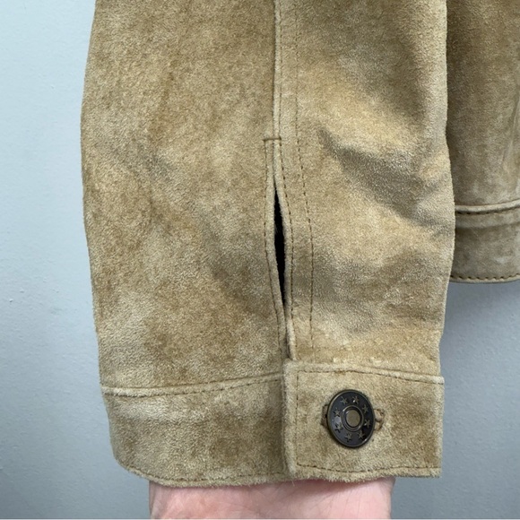 Fabio size Large Women’s Tan Suede Leather Button Up Jacket - Picture 4 of 6